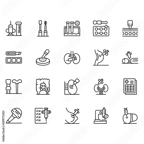Medical Laboratory Icons Vector Set – Healthcare, Science, and Diagnostic Symbols