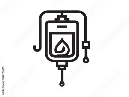 Functional Blood Transfusion Set Icon in Stylish Precise Vector Artwork Design