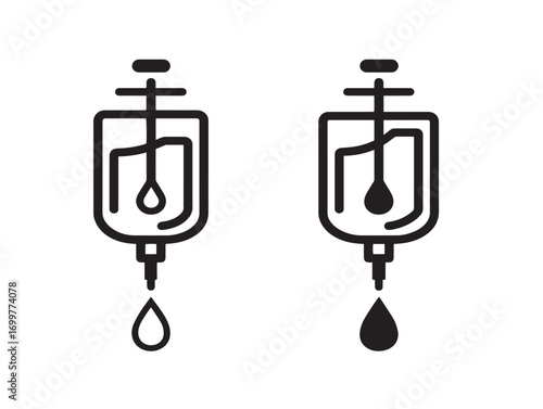 Blood Transfusion Set Icon in Minimal Sleek Clean Medical Vector Illustration