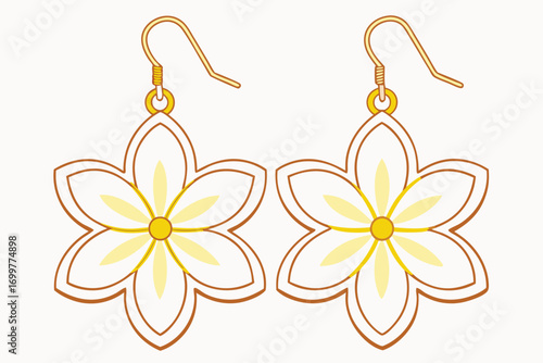 Delicate White Flower Earrings with Gold Accents on White Background jewelry floral