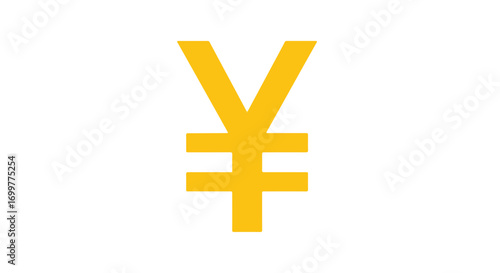Isolated golden yuan symbol on white background illustrating financial concepts, trade and exchange, monetary currency, banking, global finance