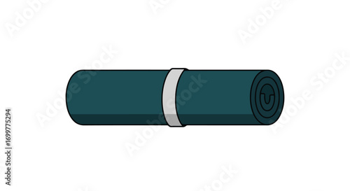 Rolled sleeping mat illustration for camping and outdoor adventure gear in vector style