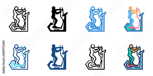 Elliptical Trainer icon set multiple style collection 
