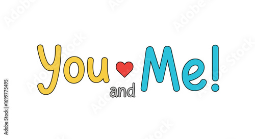 Affectionate cartoon lettering illustrating a loving connection between two individuals with playful fonts and colors perfect for cards