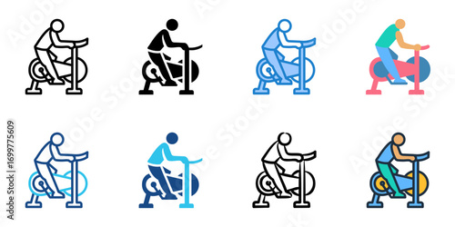 Exercise Bike icon set multiple style collection 
