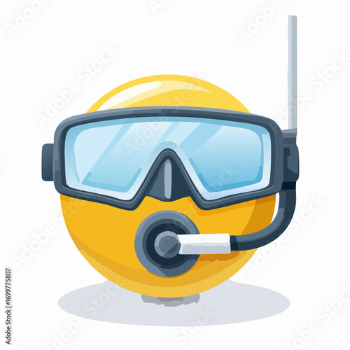 Emoji diving mask with snorkel vector icon illustration.