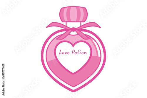Heart- Shaped Pink Love Potion Bottle with Bow heart shaped bottle pink potion