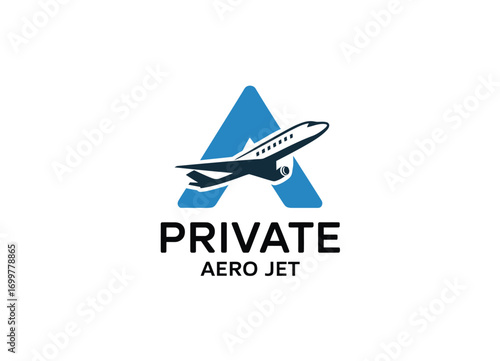 This sleek logo design showcases an airplane flying over a triangle, symbolizing luxury travel and private jet services, creating a sense of speed and elegance.