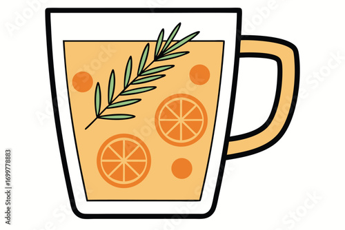 Refreshing Orange Drink with Slices and Rosemary Sprig beverage juice