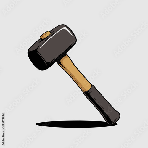 This image presents a simple yet striking illustration of a classic hammer, emphasizing its sleek and functional design, making it ideal for construction or DIY themed materials.