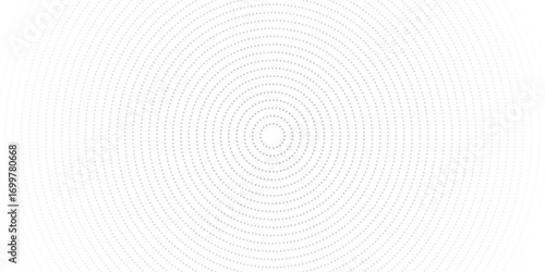 Bright white abstract background with a minimalist design. Background with a circular gray dotted design. Modern and futuristic geometric pattern.