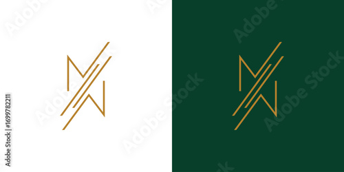 Modern and luxurious MW letter initial logo design