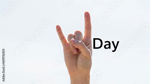 Hand gesture symbolizing positivity against a bright sky background, representing a joyful day