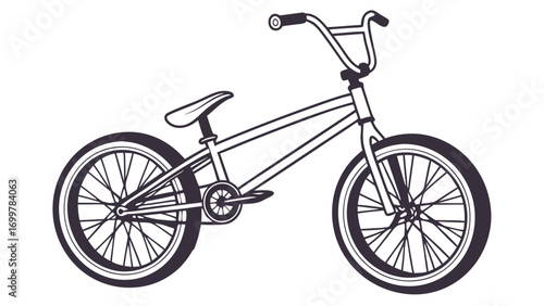 Dynamic line art illustration of a modern BMX bicycle, perfect for extreme sports, freestyle riding, and urban active lifestyle graphic design
