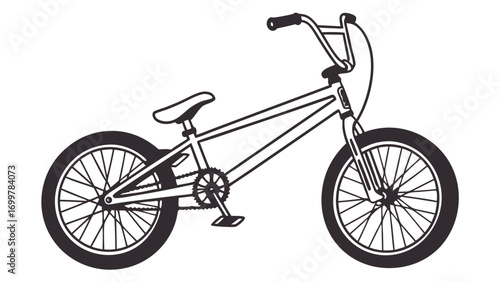 Stylized graphic representation of a robust stunt bicycle, symbolizing freedom, youthful energy, and urban exploration through exciting rides and tricks