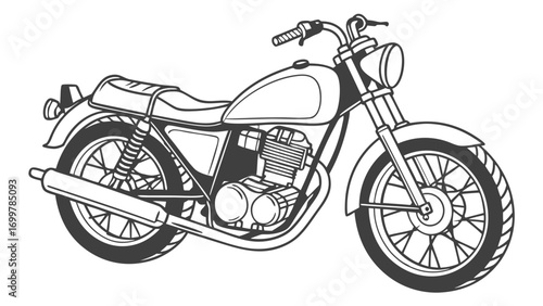 Vintage classic style motorcycle vector illustration perfect for retro transport designs and historical road trip concepts, embodying freedom and adventure