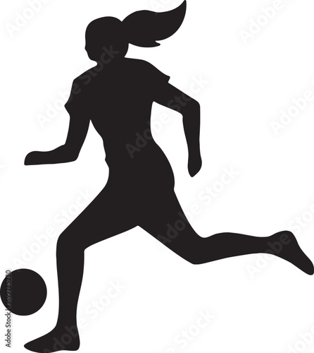 Girl Playing Soccer Silhouette Icon
