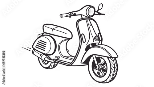 Classic retro scooter illustration, a timeless symbol of urban mobility and vintage transportation style, perfect for design projects and nostalgic themes