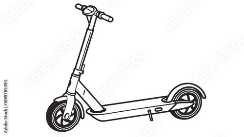 Modern Electric Scooter Line Art for Urban Personal Transport and Sustainable Commuting Illustration – Eco-Friendly Mobility Solution Vector