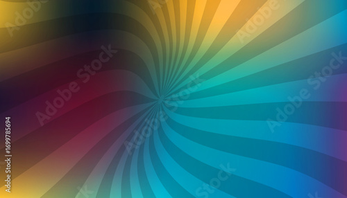Abstract Swirling Gradient Background: Teal, Purple, and Gold Hues with Subtle Noise and Radial Lines, Ideal for Modern Designs.