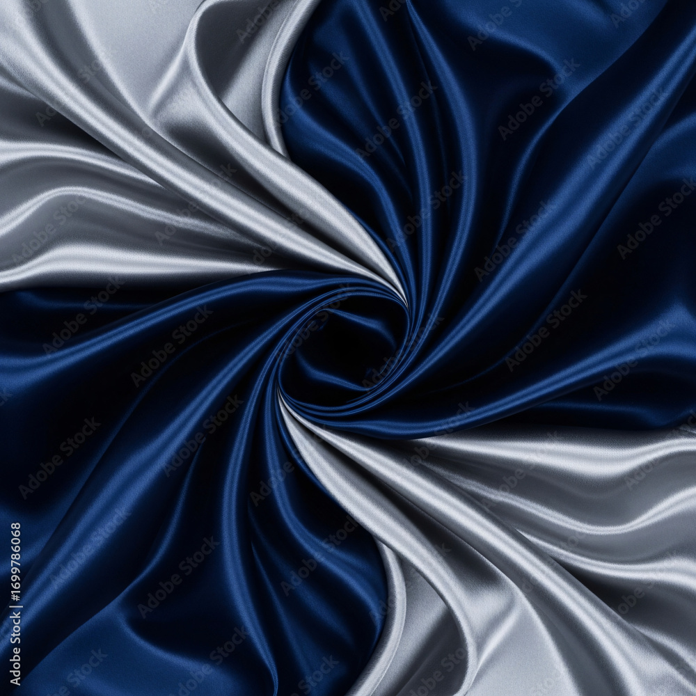 Obraz premium Swirling Silk Fabric in Blue and Silver Tones Creates Abstract Pattern