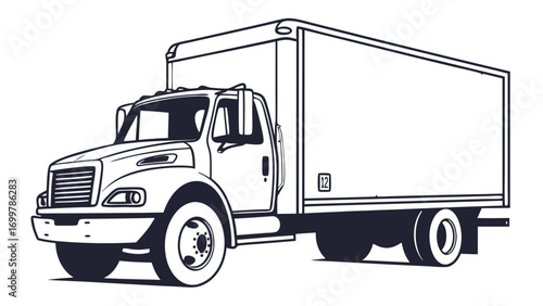 Classic Delivery Box Truck Illustration for Logistics and Transportation Services Providing Efficient Goods Movement