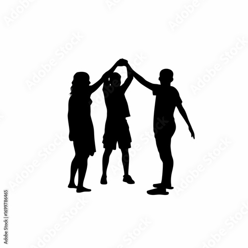 Silhouette of neighbors helping each other during a blackout isolated on white background