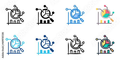 Data Analysis icon set multiple style collection 

