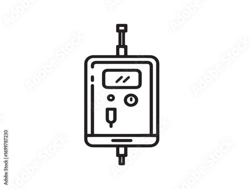 Sleek Infusion Pump Icon in Elegant Functional Minimal Medical Vector Design