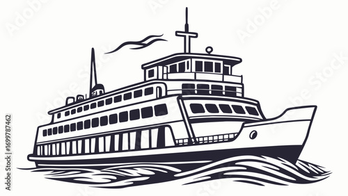 Classic passenger ferry navigating calm waters, offering reliable and scenic transportation across bays and rivers for travelers and commuters