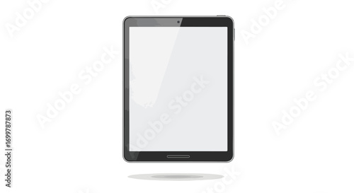 Sleek tablet device with a blank white screen and minimalist design, presenting a modern digital canvas for various applications and content displays