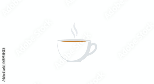 Elegant illustration of a steamy white cup filled with hot aromatic coffee on a pristine background showcasing a fresh morning beverage