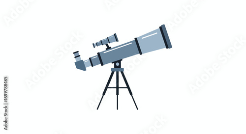 Stylized Telescope Illustration on White Background Representing Astronomy and Exploration of Outer Space