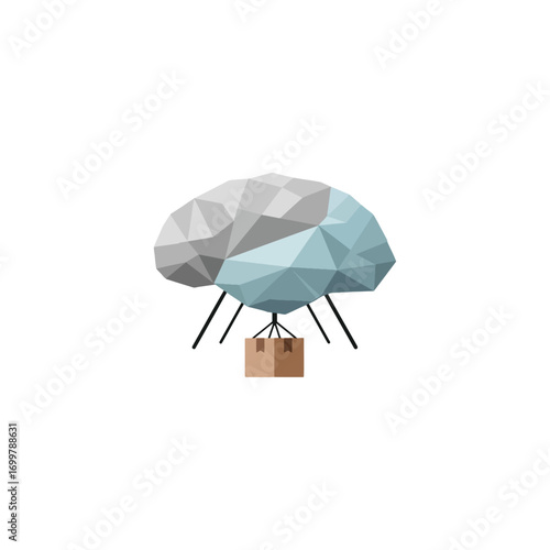 Abstract illustration of a brain-shaped object carrying a package, suggesting the concept of knowledge transfer or data delivery.