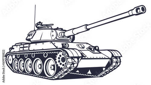 Robust armored military vehicle illustration, an imposing symbol of strength and strategic defense, designed for ground operations and security tactics