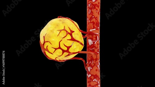 3D Animation of blood cells attacking breast cancer cells | Alpha Channel