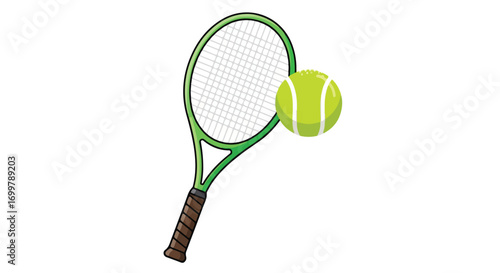 Vibrant illustration of a tennis racket and tennis ball ready for an exciting game on the court