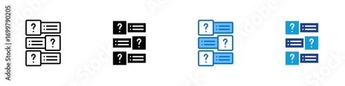 FAQ List Multiple Style Icon Sheet Design Vector - Multiple boxes with question marks, representing FAQ or information list