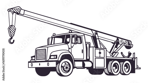 Heavy-duty crane truck illustration for industrial lifting and construction projects, representing power and essential transportation equipment
