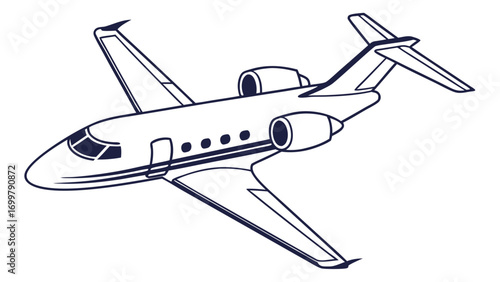 Sleek private jet illustration for exclusive air travel and luxury corporate flights, symbolizing high-speed transportation and executive lifestyle