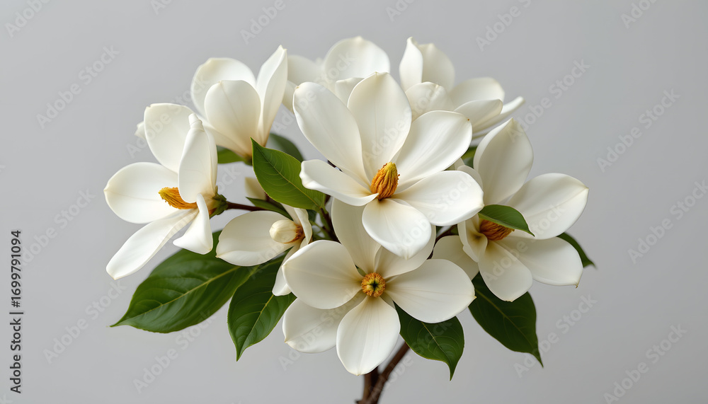 Obraz premium Minimalist Magnolias Cluster White and Green Tones