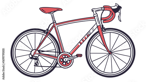 Stylish vector illustration of a sleek road bicycle, perfect for designs promoting active lifestyles, fitness, urban commuting, and the pure joy of cycling adventures