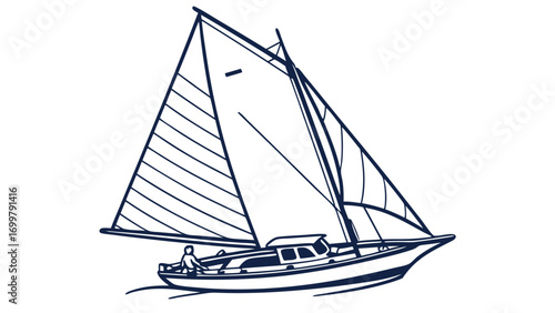 Capturing the serene beauty of a classic sailboat with full sails gliding gracefully across the open water, symbolizing freedom, adventure, and leisurely maritime exploration