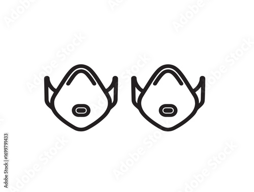 Stylish medical anesthesia mask line art illustration design