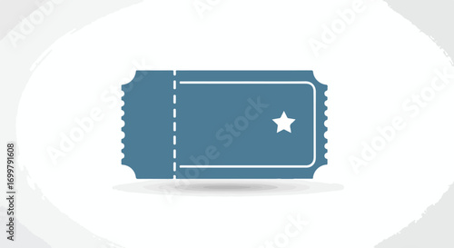 Vintage blue event ticket icon illustration featuring jagged edges and a central star, ideal for various promotional and design contexts