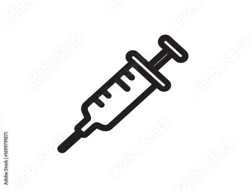Medical biopsy needle symbol clean vector line illustration
