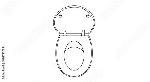 Minimalist toilet illustration emphasizing cleanliness and hygiene with open lid showing the shape and design detail and plumbing fixture focus 50