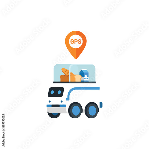 Autonomous Grocery Delivery A Humorous Icon Set Showcasing AI-Powered Efficiency & Problem-Solving