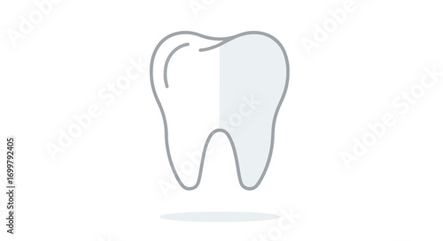 Minimalist tooth illustration conveying dental hygiene and healthcare awareness with a clean line drawing on a white background