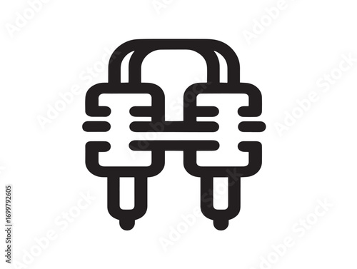 Stylish medical catheter connector equipment icon minimal vector art